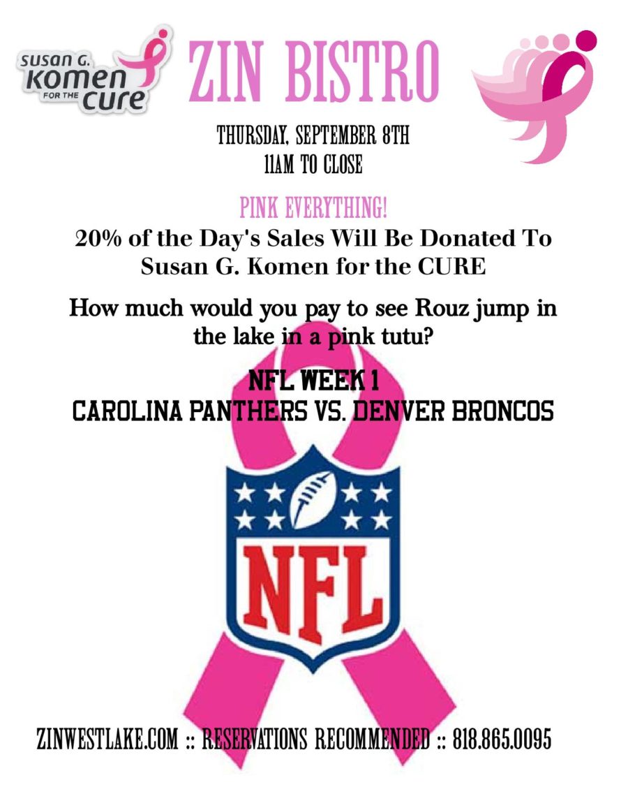 Join Zin Bistro in Supporting the Susan G. Koman For The Cure